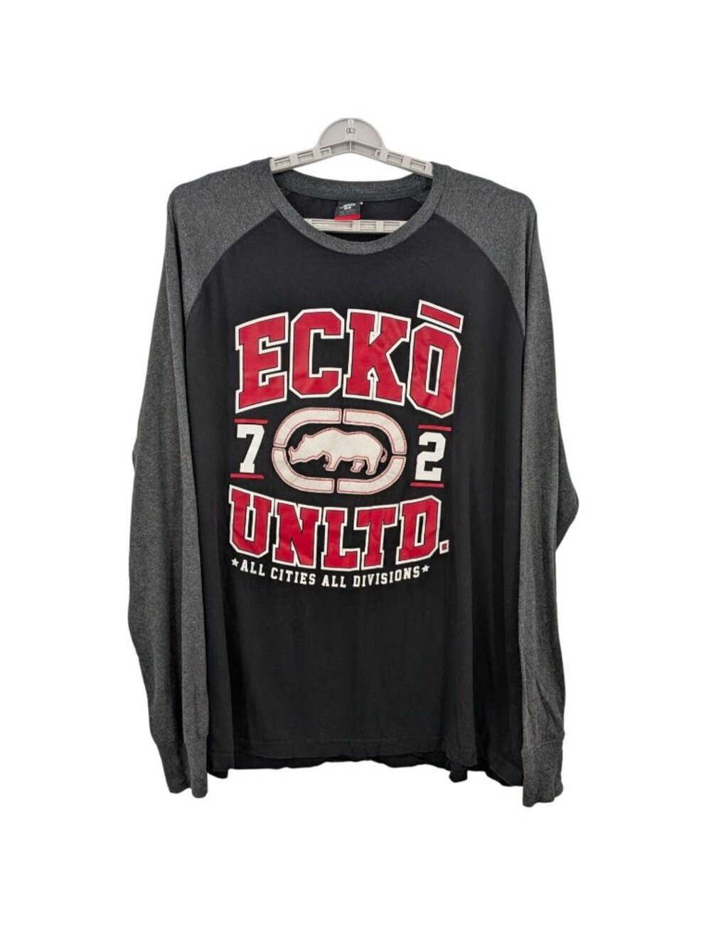Vtg Ecko Unltd Rhino Logo Raglan Long Sleeve Shirt Y2K Skater Streetwear 3X Big